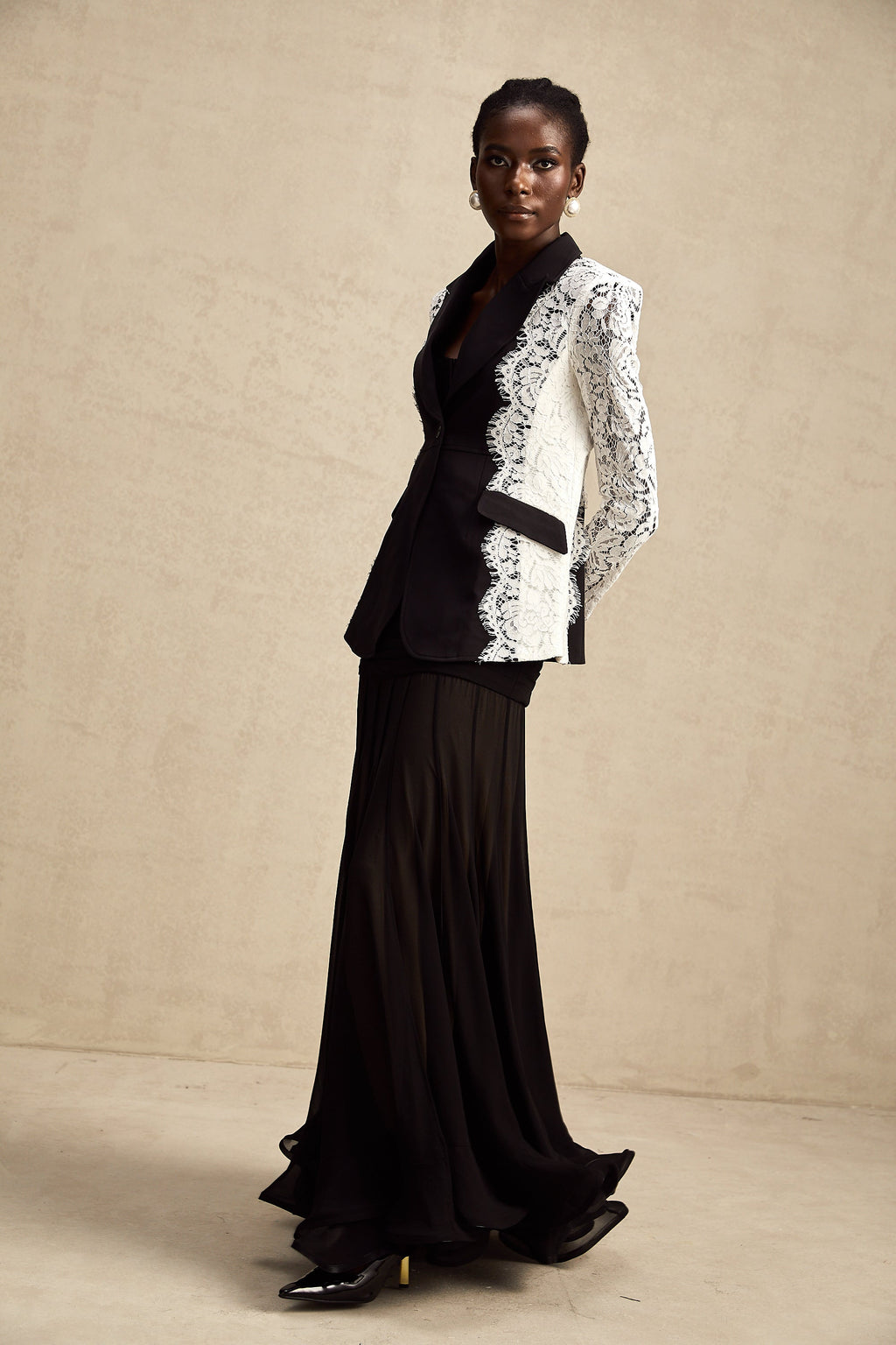 Sandrine Renk Bloklu, Dantel Detaylı Blazer