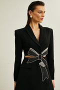 Justine Siyah İlmek Kesimli Blazer