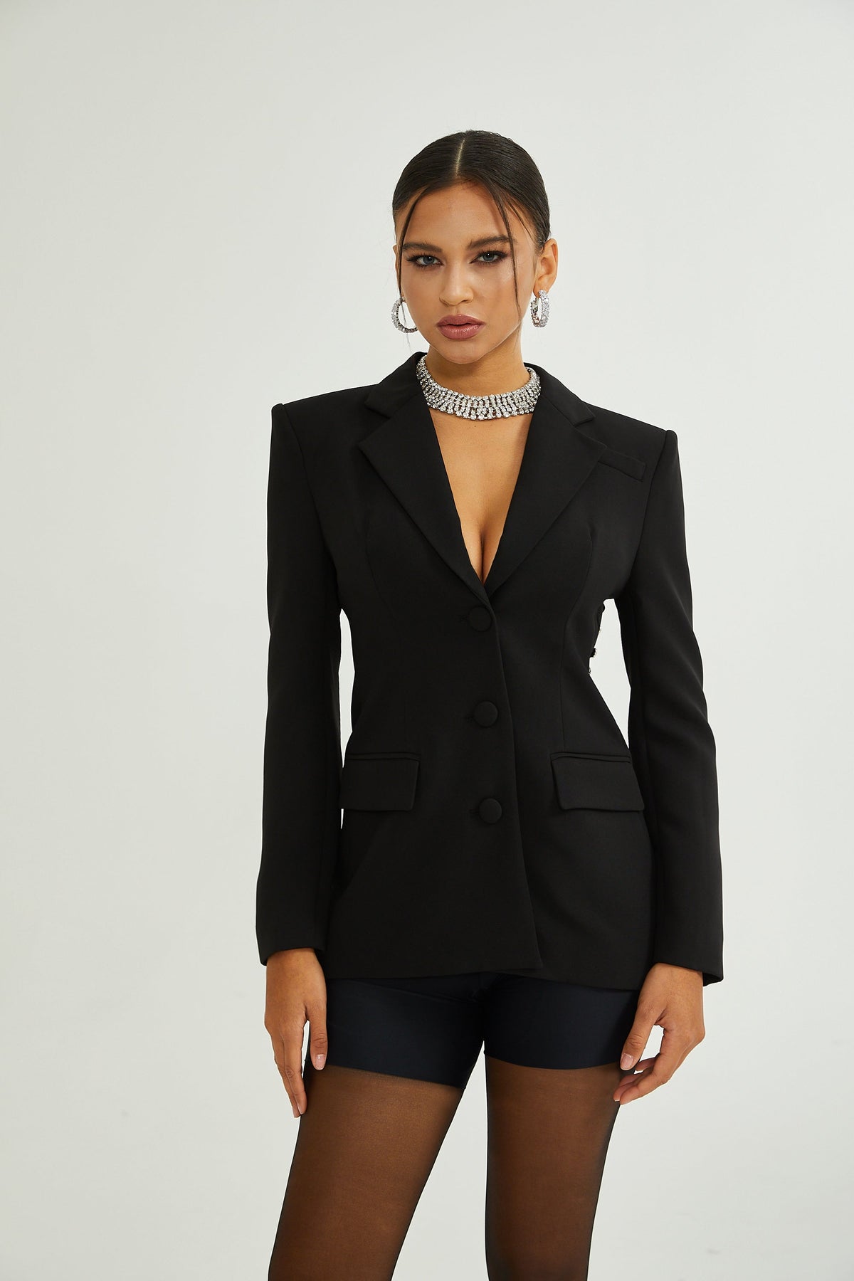 Odette Siyah Arkası Açık Blazer