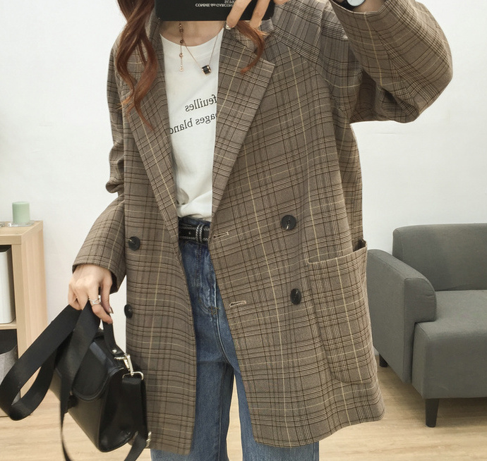 Vintage Ekose Blazer Ceket