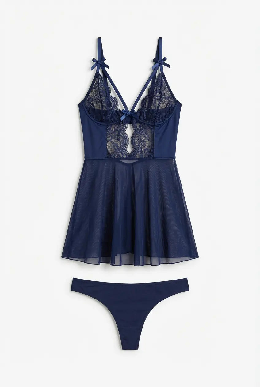 Midnight Dantelli Babydoll Takımı
