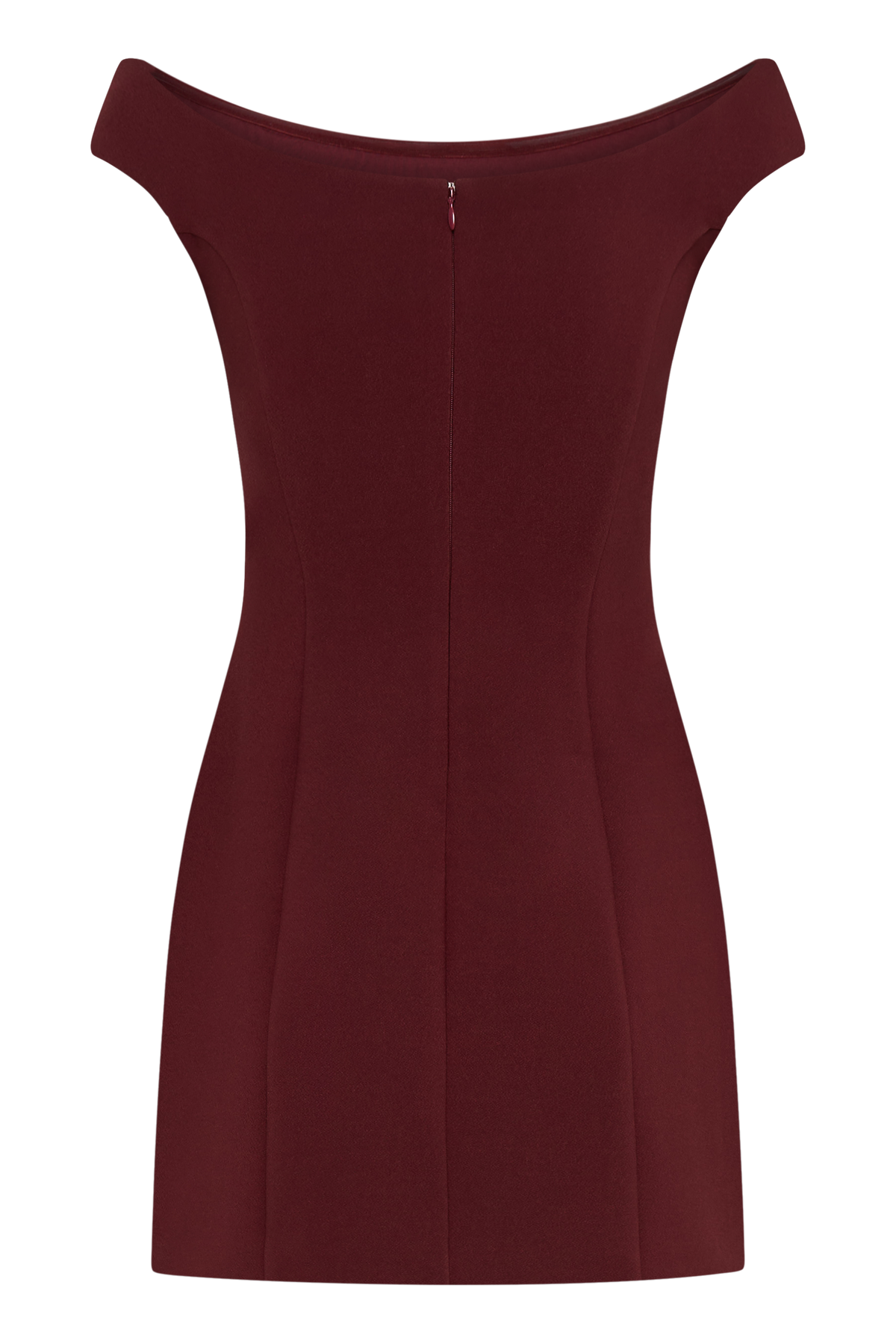 Levaru  Cassidy Krep Düşük Omuz Mini Elbise - Merlot
