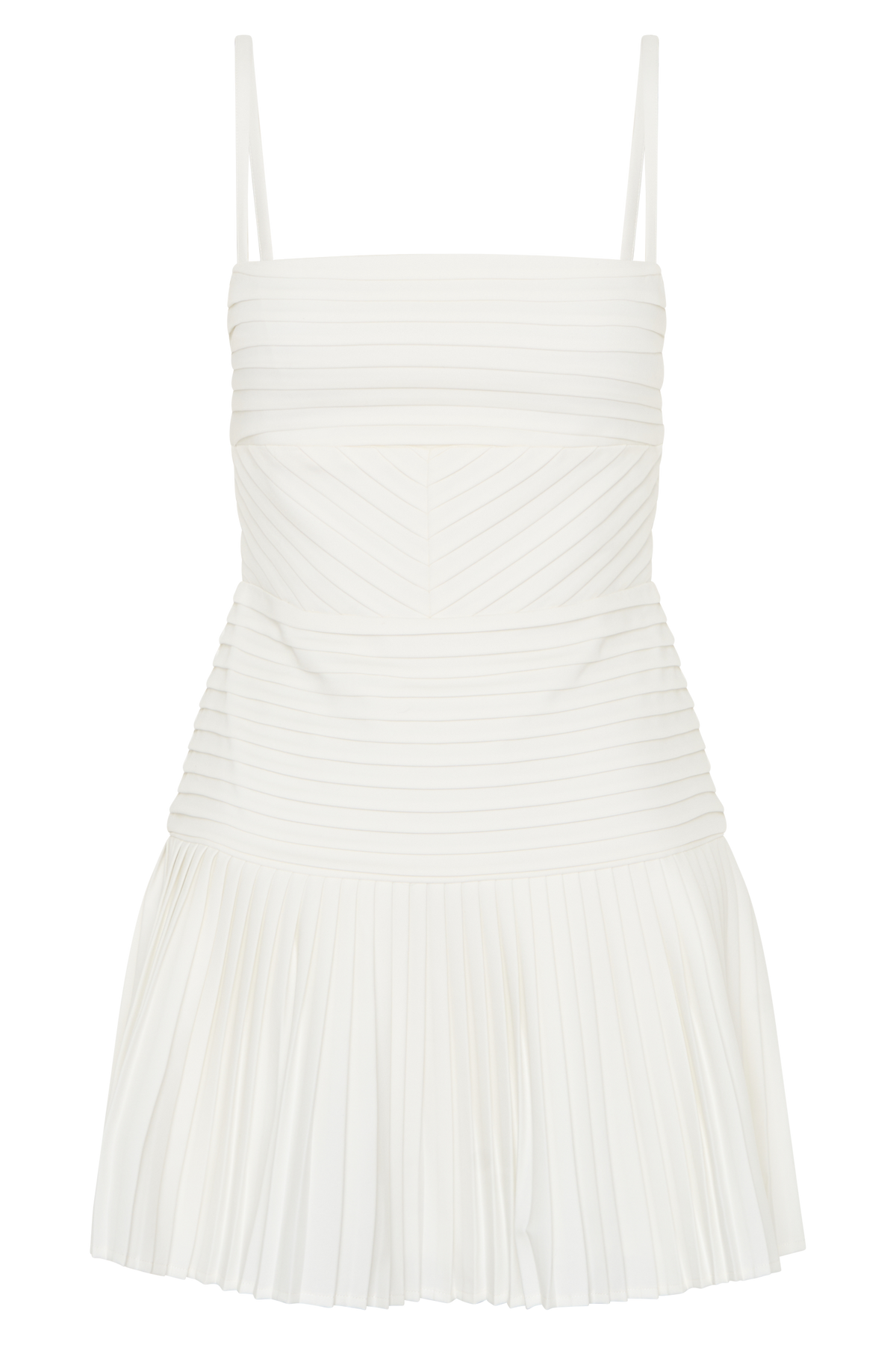 Rylee Multi Plise Mini Elbise - Beyaz