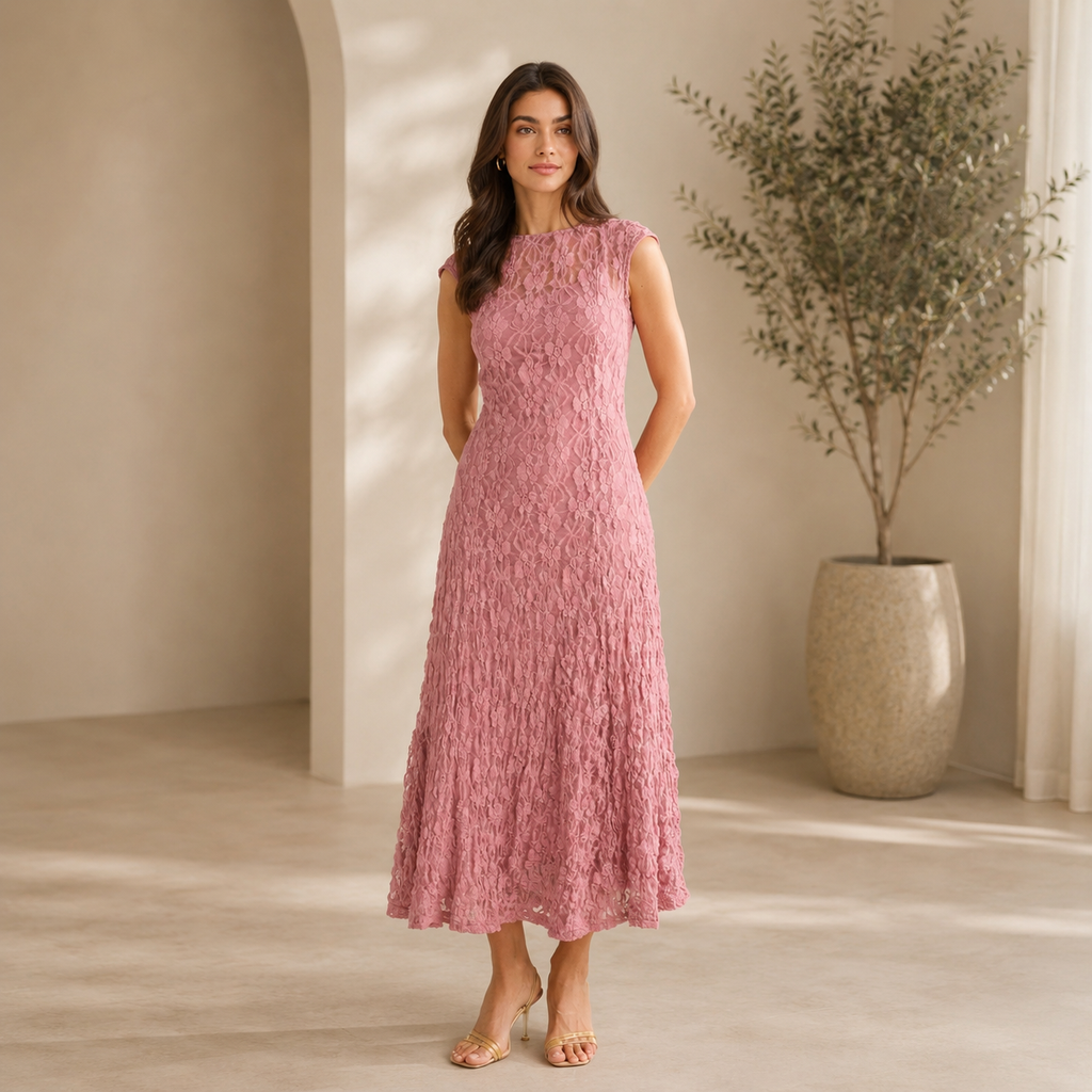 Fıtted Dantel Maxi Elbise