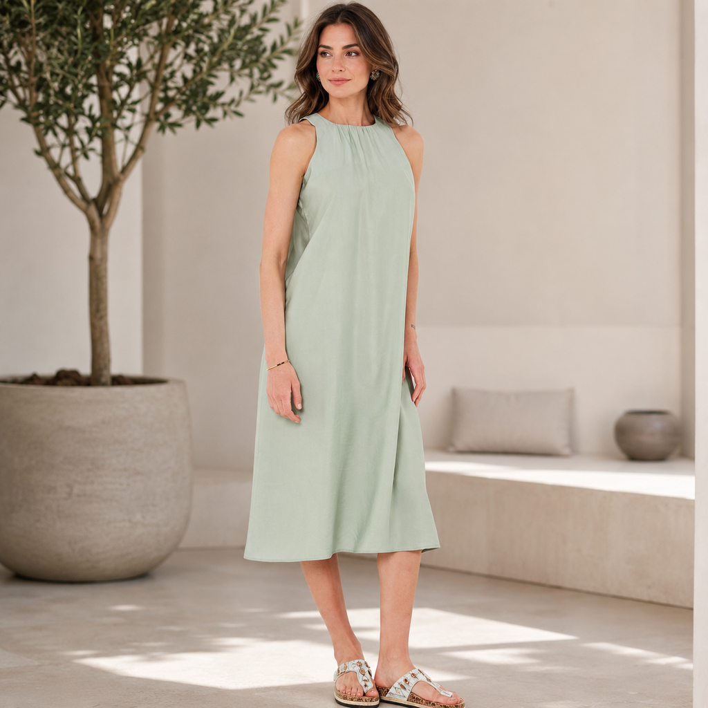 Regular Fit Halter Yaka Midi Boy Elbise ELBİSE