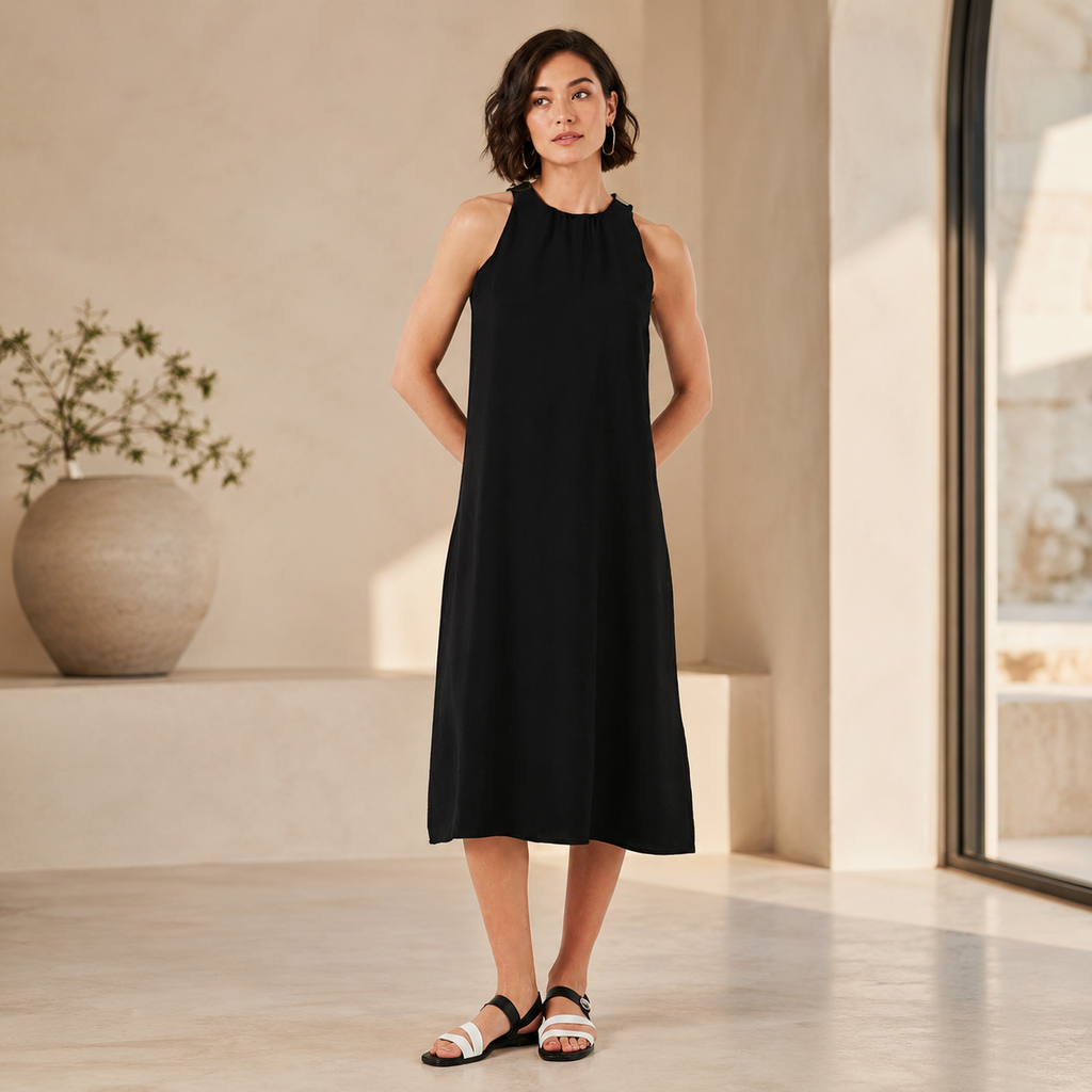 Regular Fit Halter Yaka Midi Boy Elbise ELBİSE