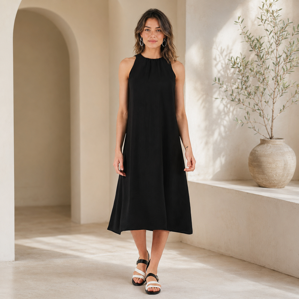 Regular Fit Halter Yaka Midi Boy Elbise ELBİSE