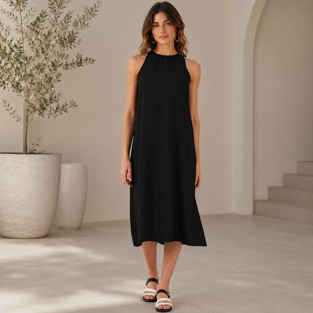 Regular Fit Halter Yaka Midi Boy Elbise ELBİSE