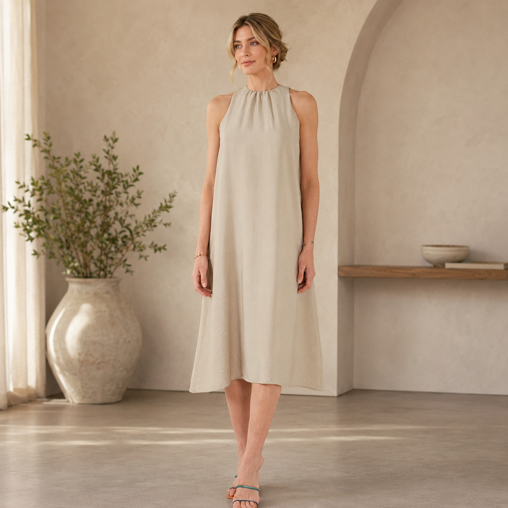 Regular Fit Halter Yaka Midi Boy Elbise ELBİSE
