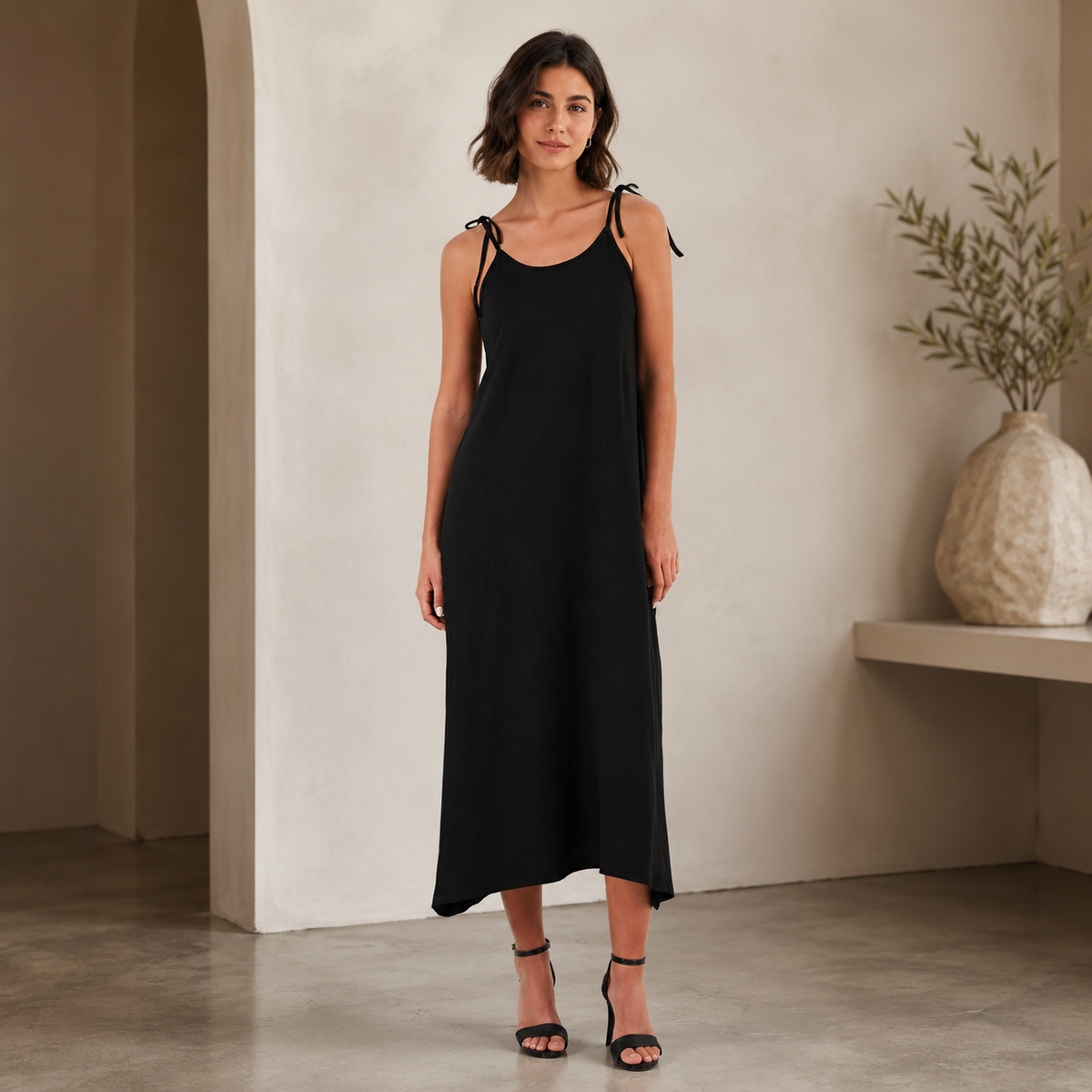 Regular Fit İp Askılı Uzun Elbise ELBİSE