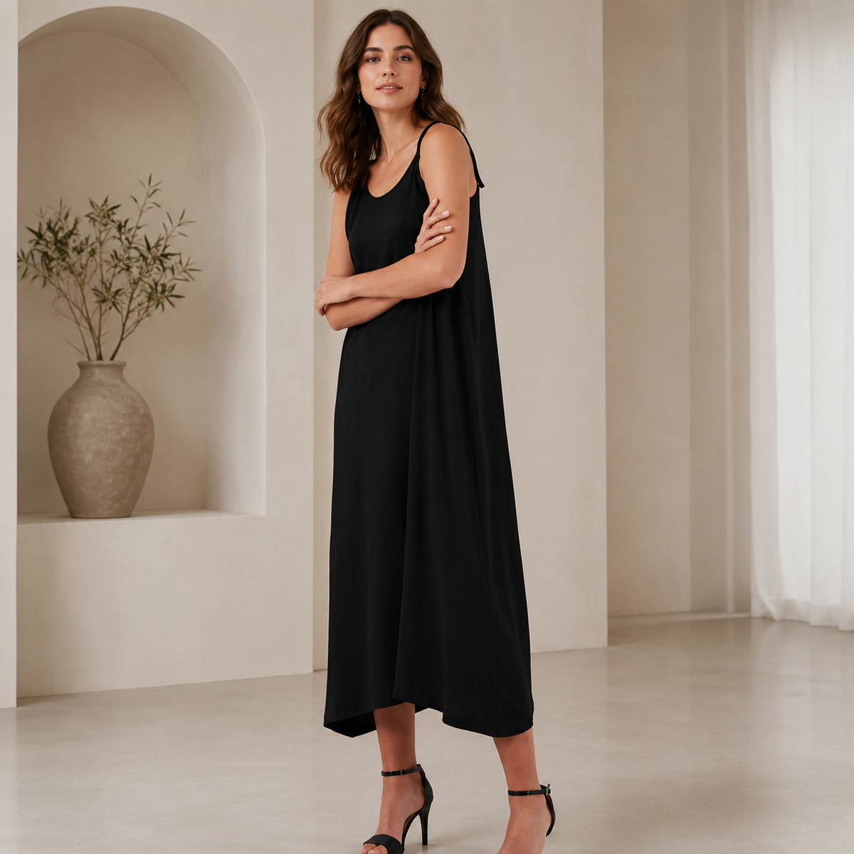 Regular Fit İp Askılı Uzun Elbise ELBİSE