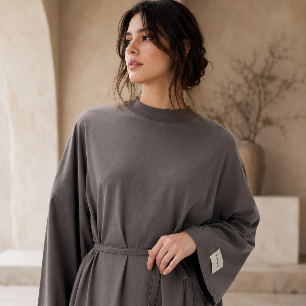 OVERSIZE UZUN RAHAT ELBİSE ANTRASİT
