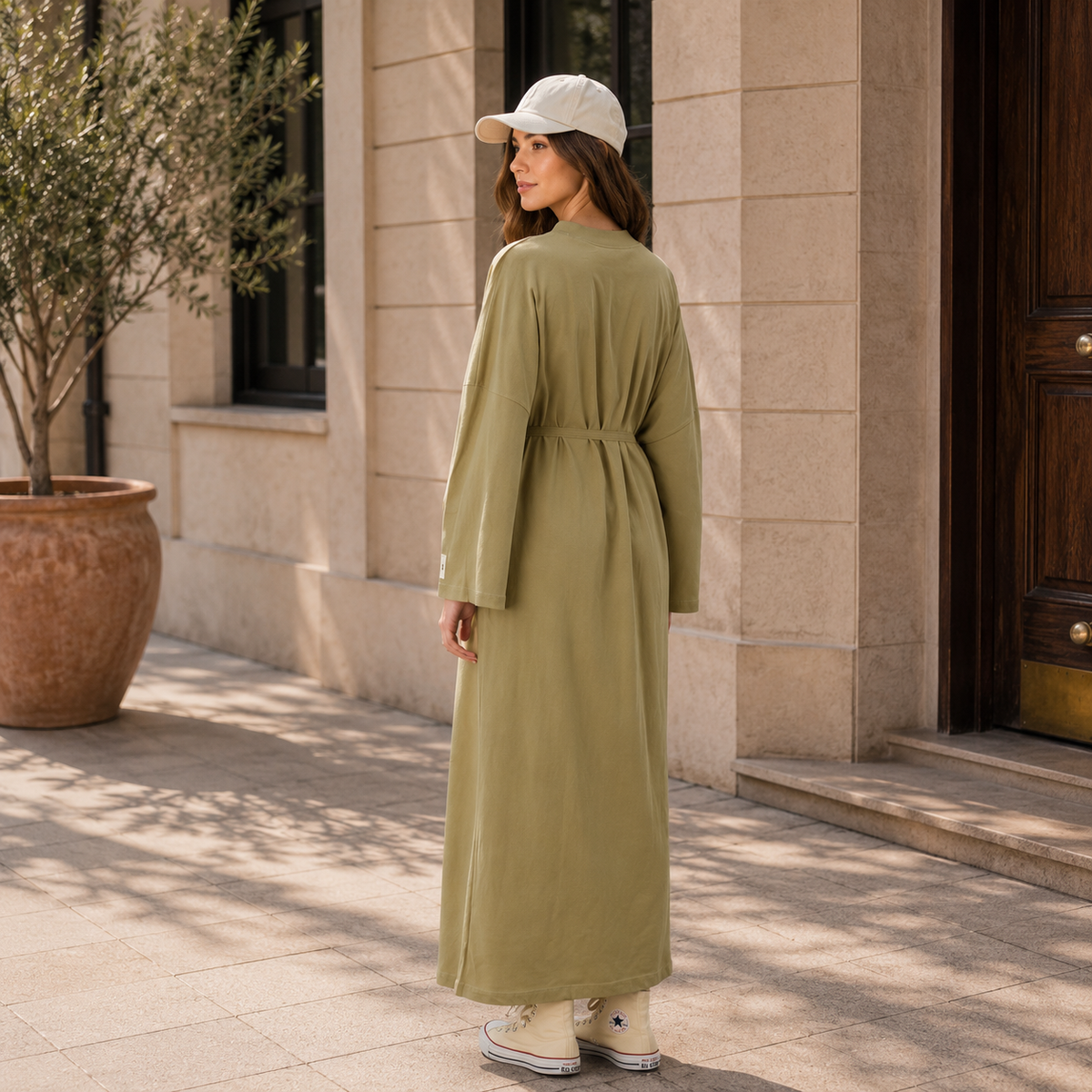 OVERSIZE UZUN RAHAT ELBİSE SARI