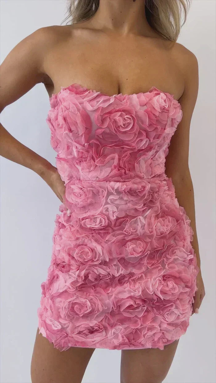 Sable 3D Çiçekli Mini Elbise