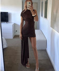 Jenny High Neck Ruched Mini Dress