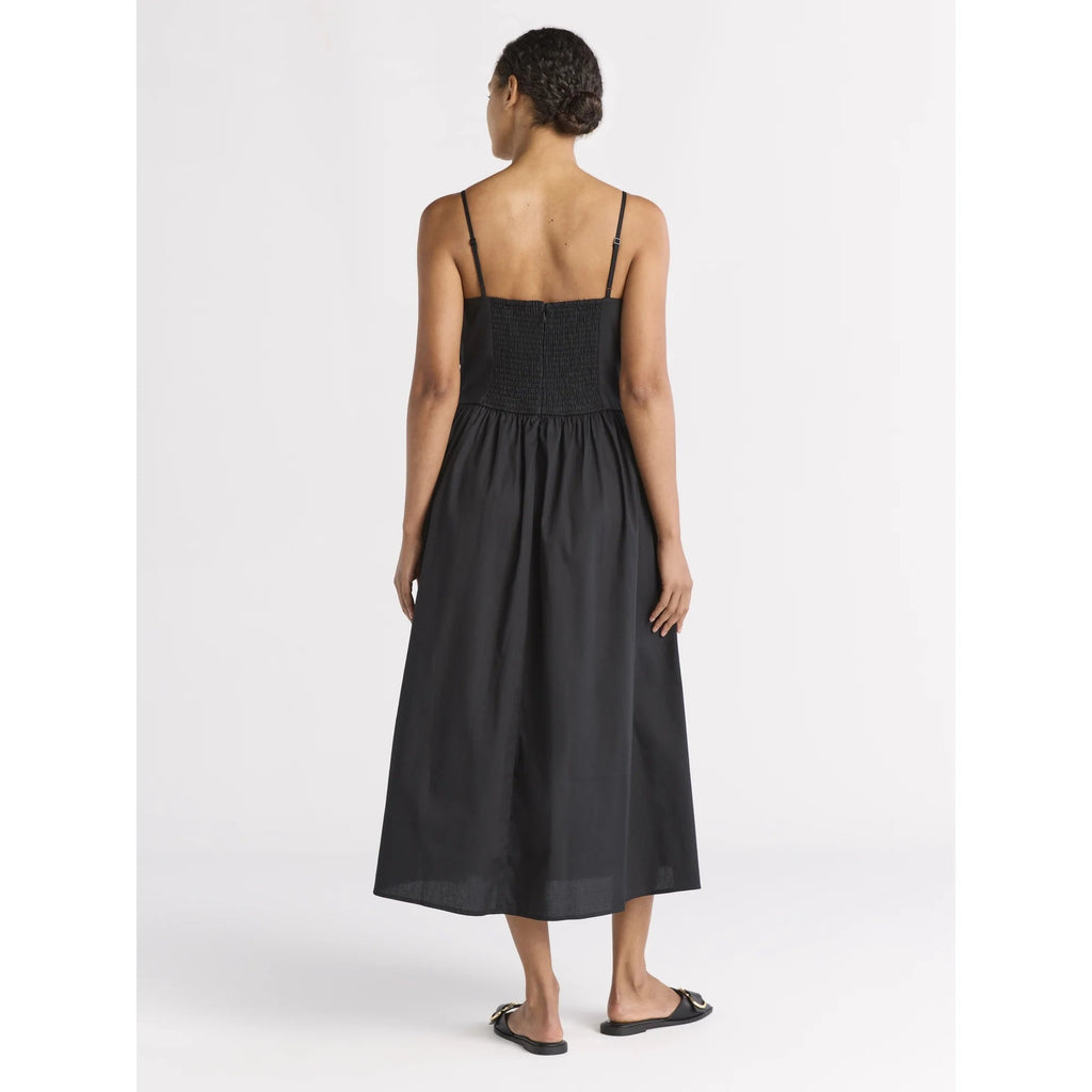 Alecto Pleated Spaghetti Strap Midi Dress