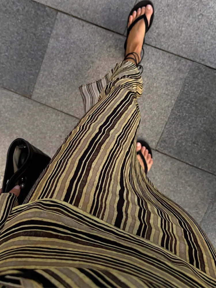 Amanda Striped Maxi V-Neck Dress