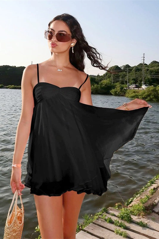 Mireille Off Shoulder Chiffon Mini Dress