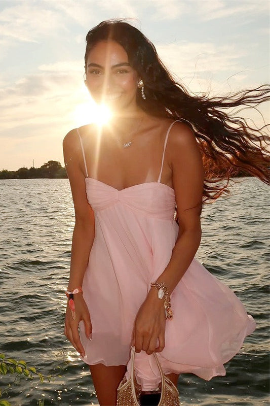 Mireille Off Shoulder Chiffon Mini Dress