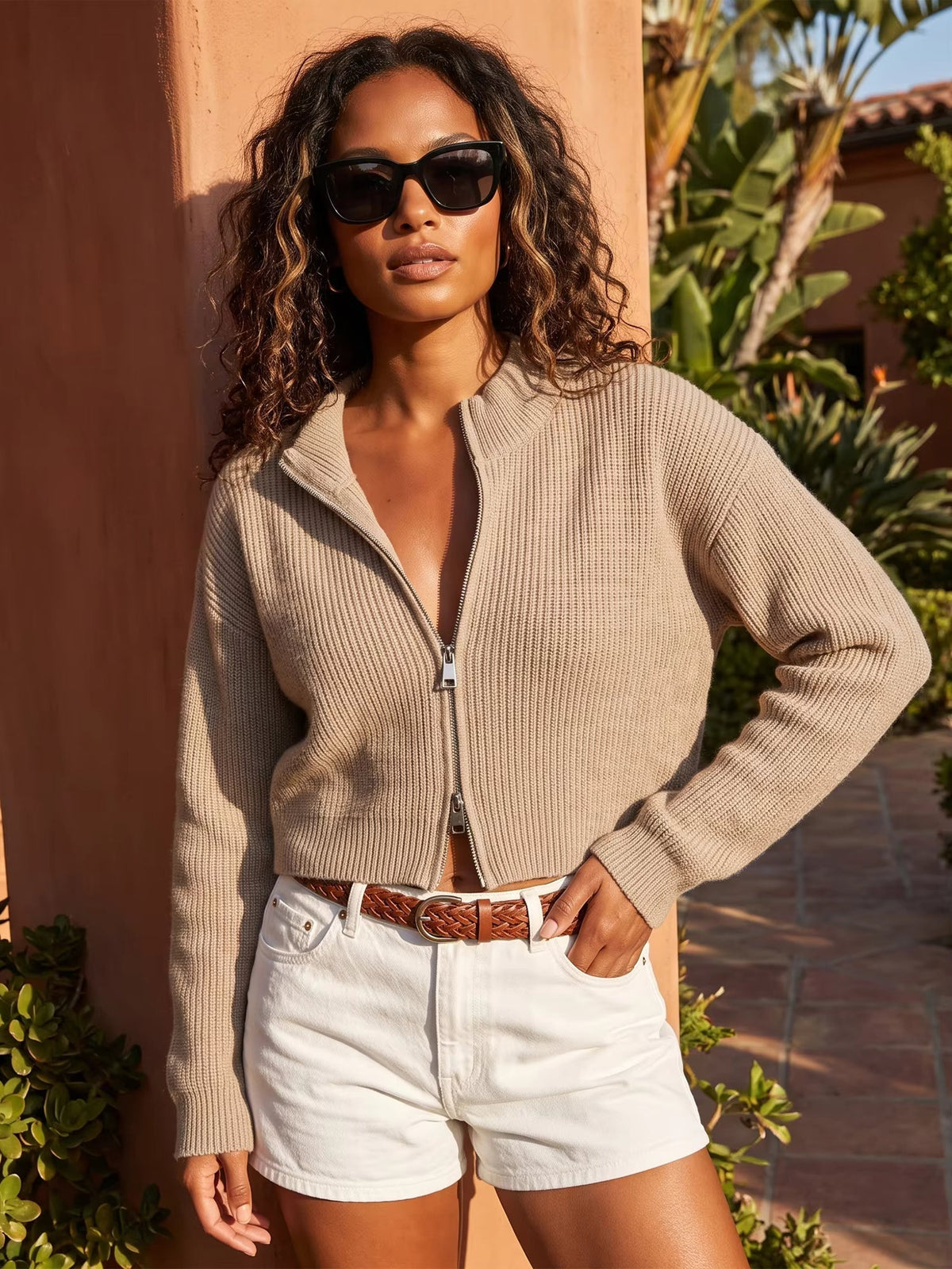 Lisa Double Zip Knit Cardigan