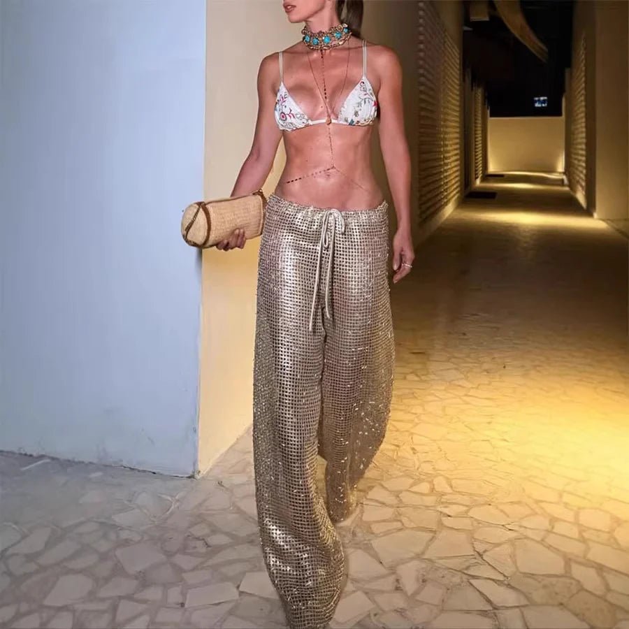 Margot Gold İpli Geniş Paçalı Pantolon