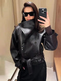 Nadia Faux Leather Lace-Up Trench Coat