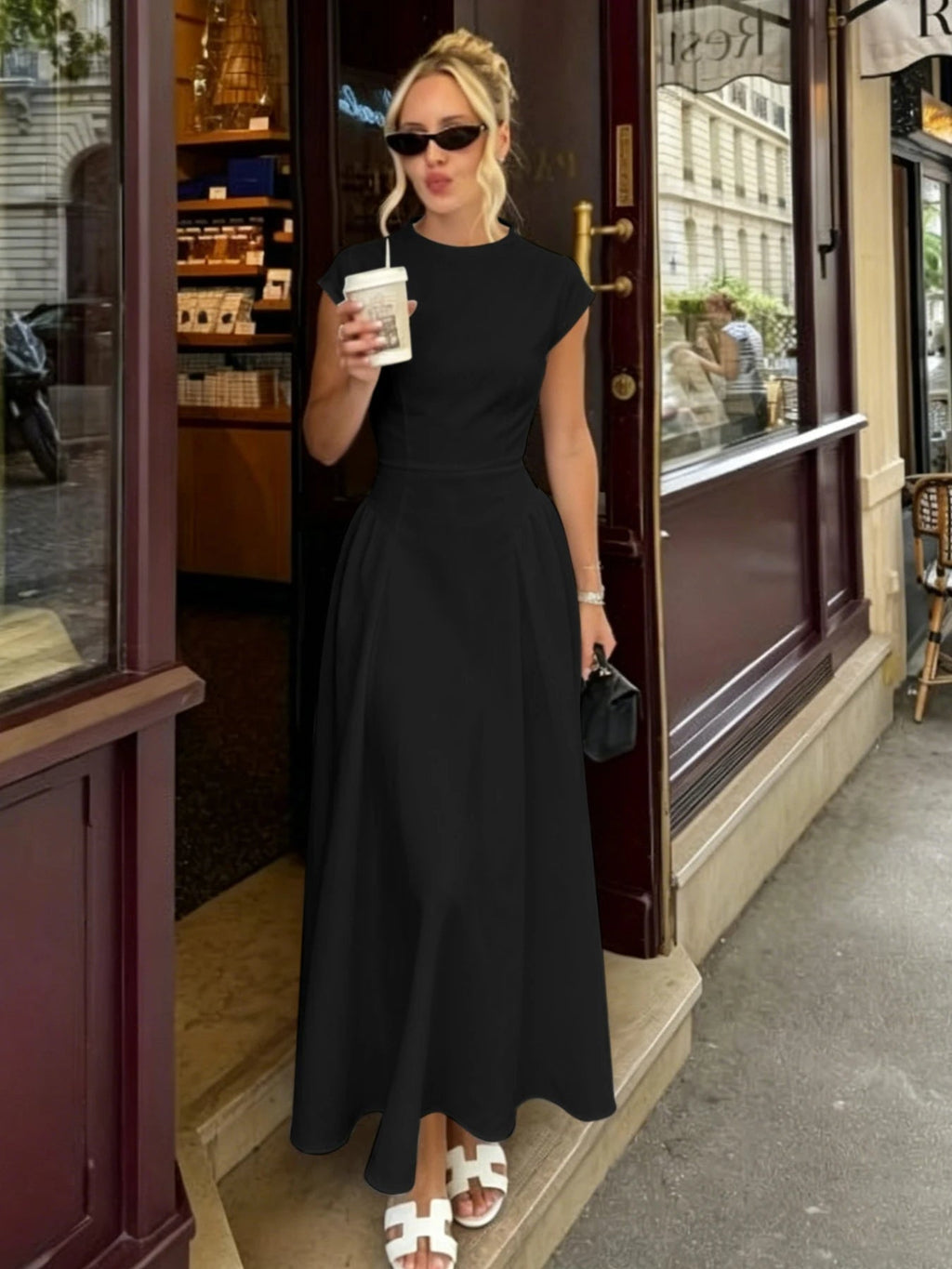 Bianca Flare Maxi Dress with Cap Sleeves