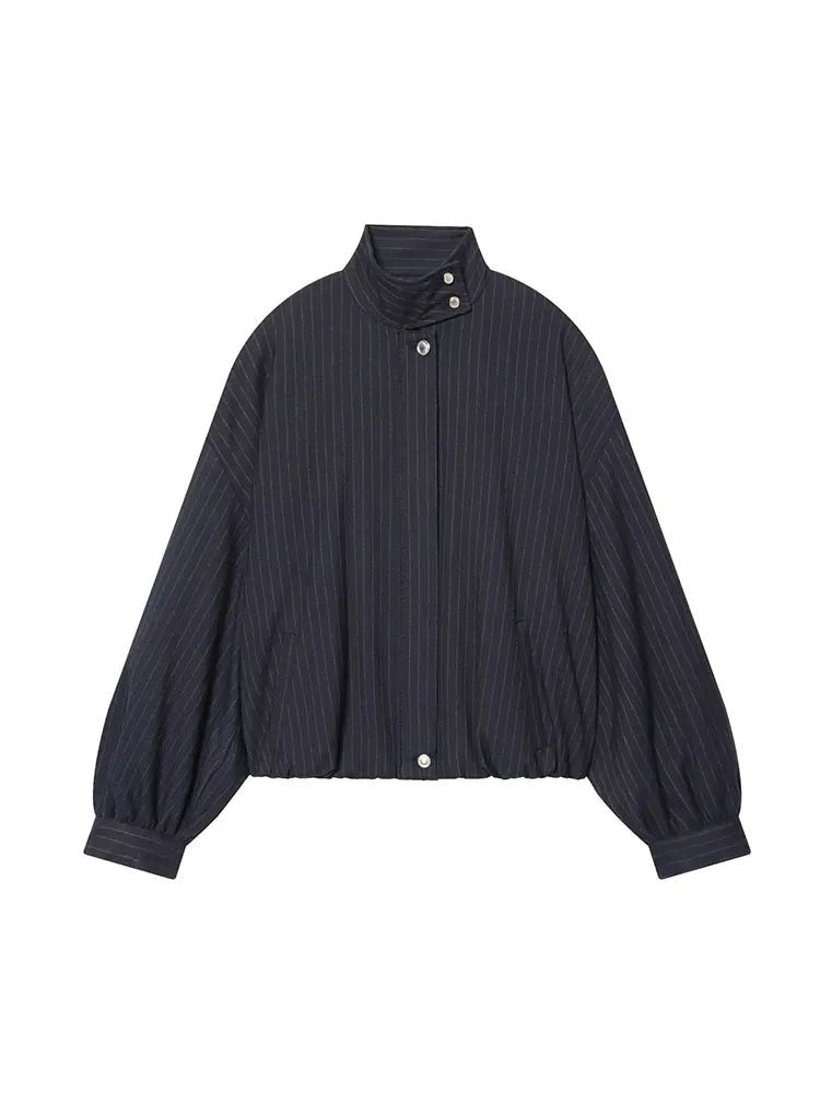 Selena Striped Stand Collar Jacket