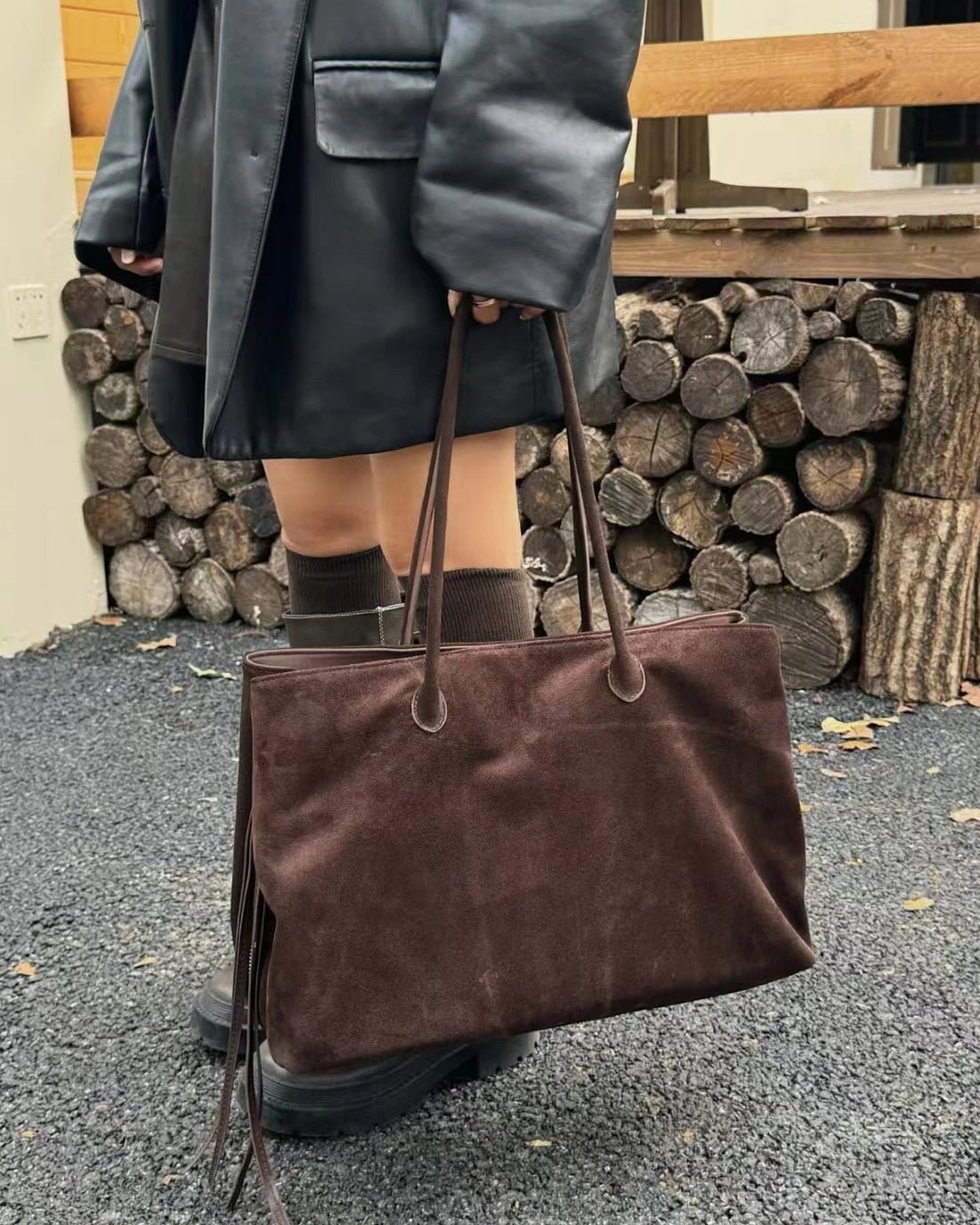 Carly Buzlu Süet El Çantası