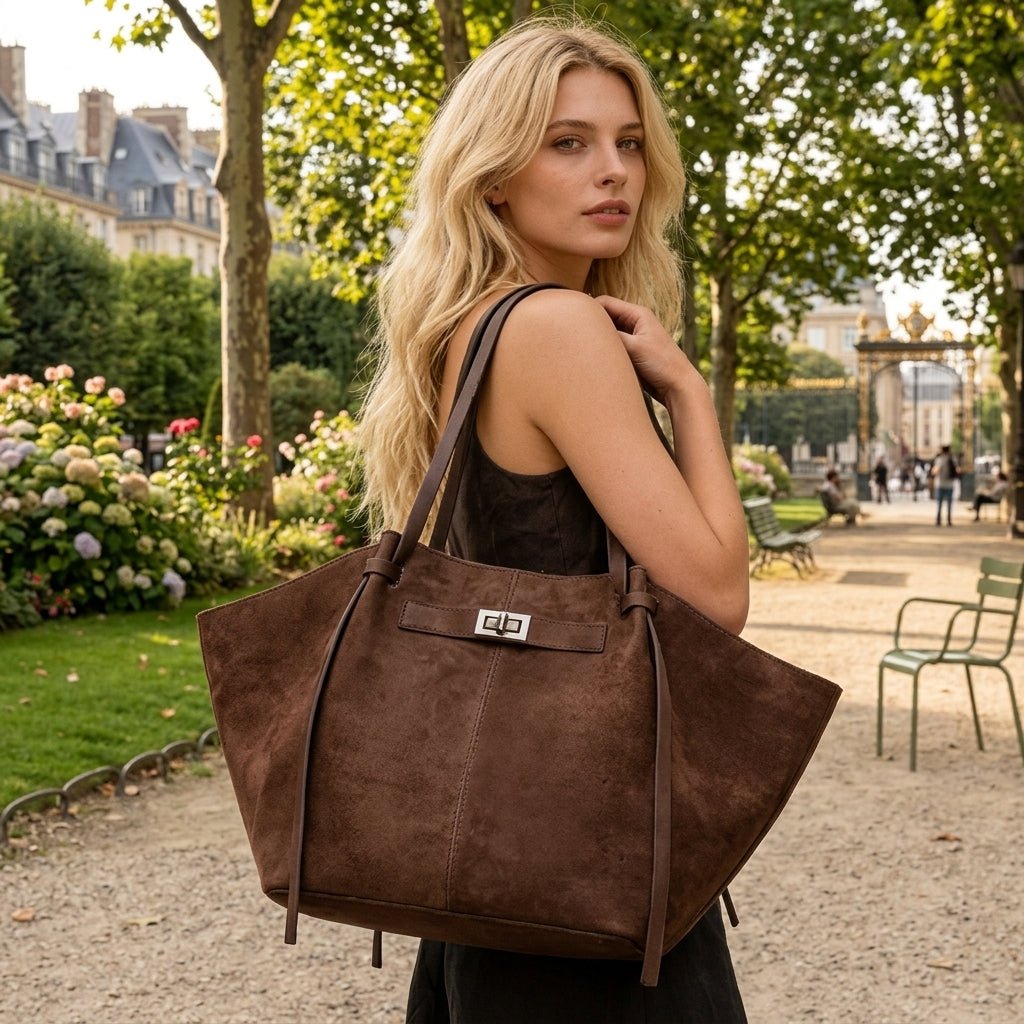 Dina Bat-Wing Suede Tote Bag