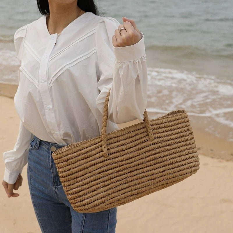 Olivia Hand-Woven Straw Tote Bag