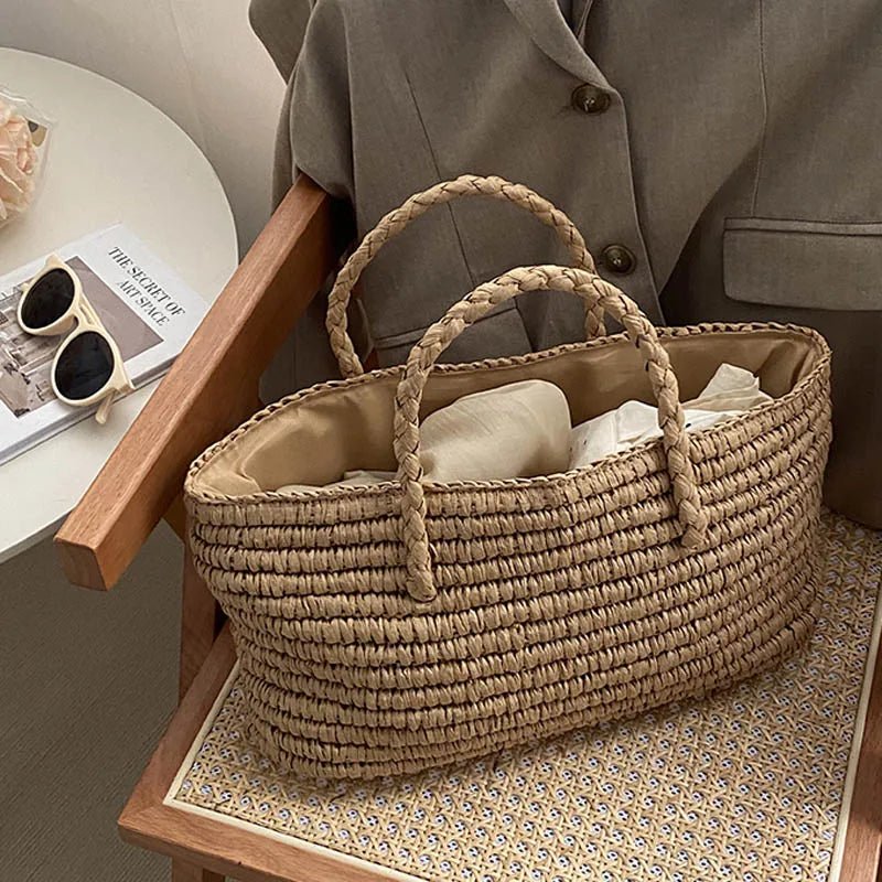 Olivia Hand-Woven Straw Tote Bag