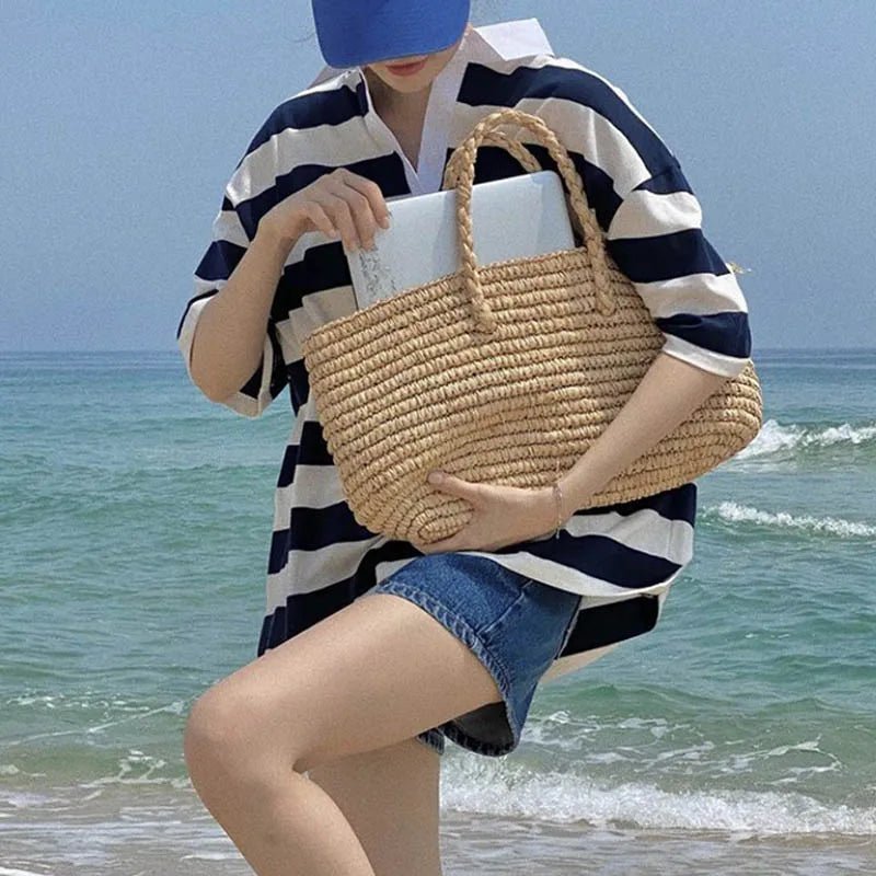 Olivia Hand-Woven Straw Tote Bag