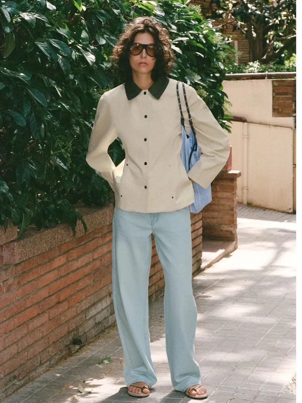 Emily Contrast Collar Peplum Jacket