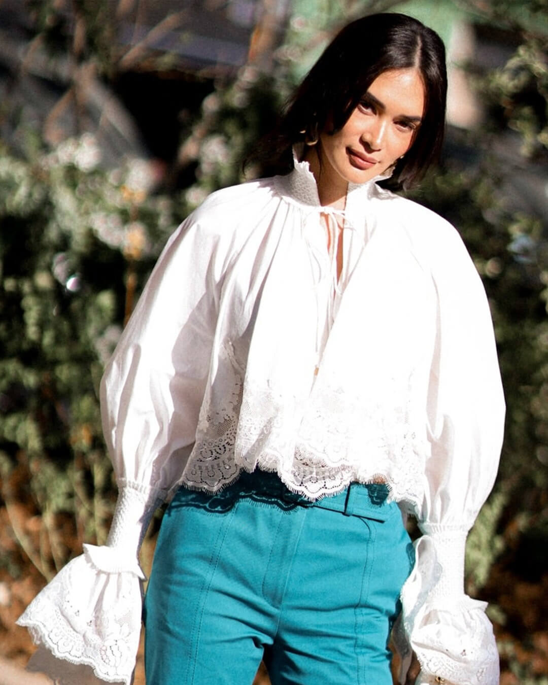 Annie Embroidery Lace Trim Blouse