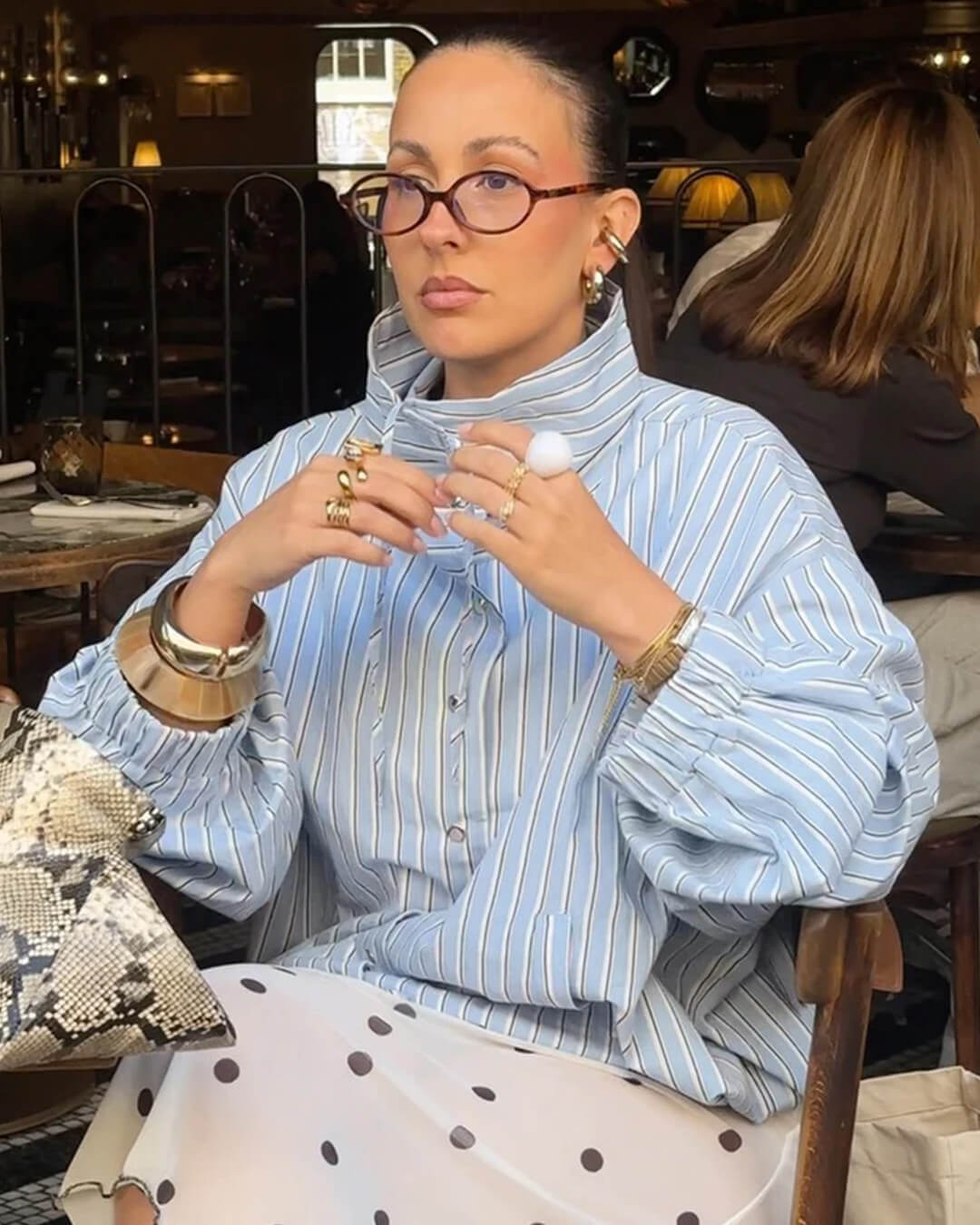 Carla Stripe High Neck Shirt