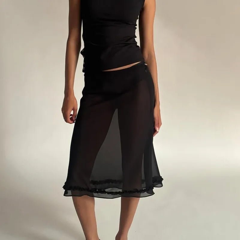Bianca Mesh Dot Midi Skirt