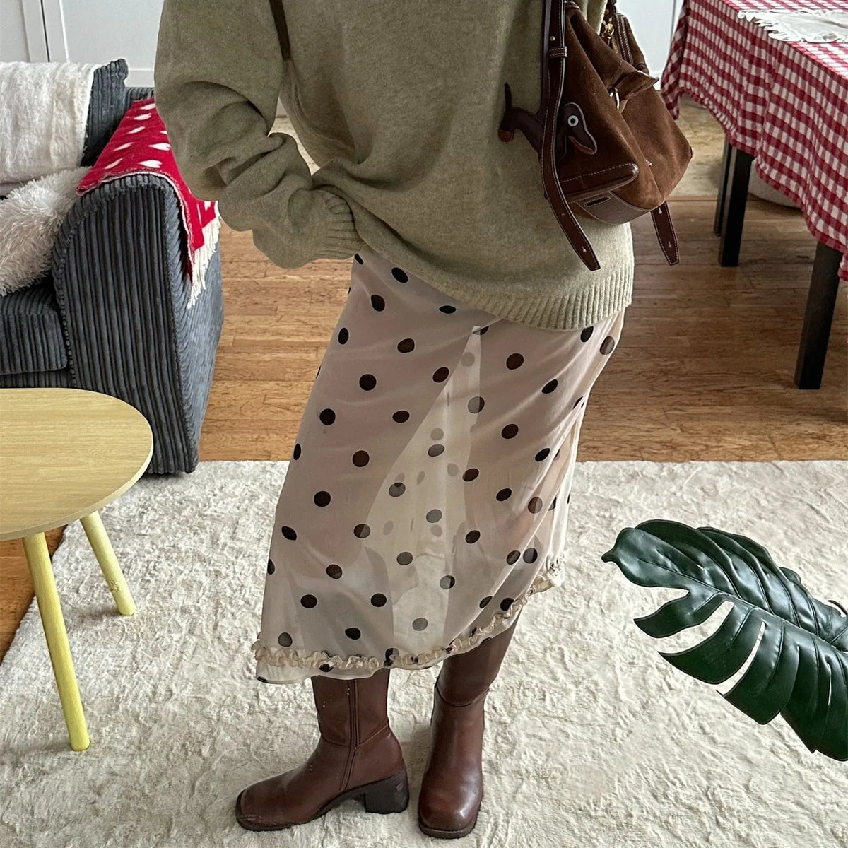 Bianca Mesh Dot Midi Skirt