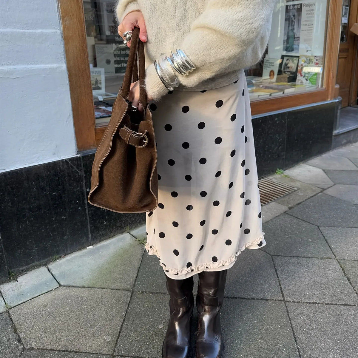 Bianca Mesh Dot Midi Skirt