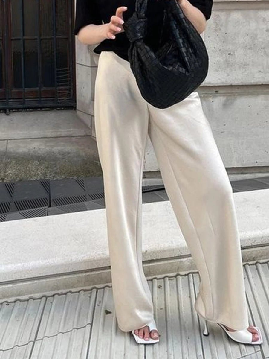 Norma High Waist Satin Wide Leg Trousers