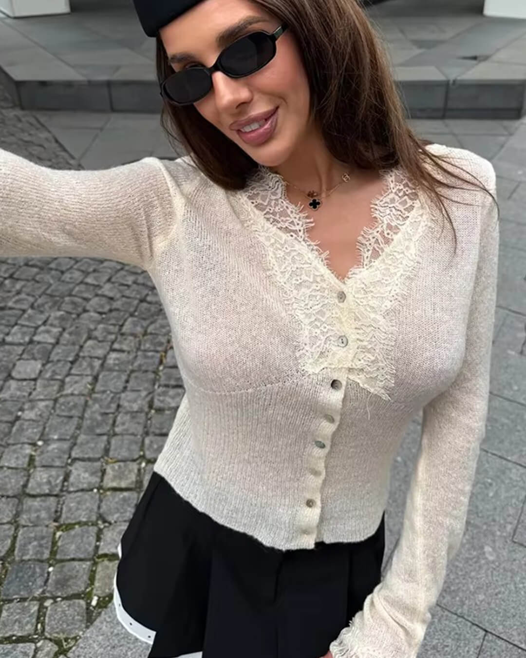 Aurelie Örgü Dantel Hırka