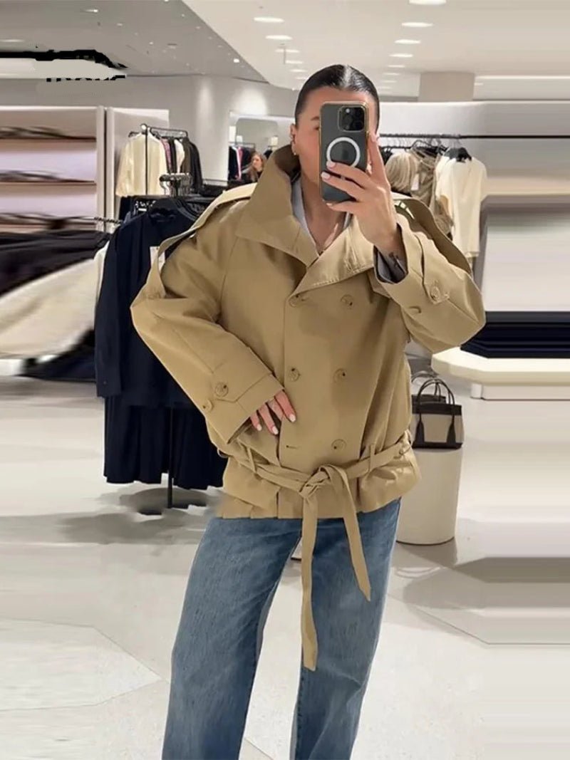 Anna High Neck Cropped Utility Trench Coat
