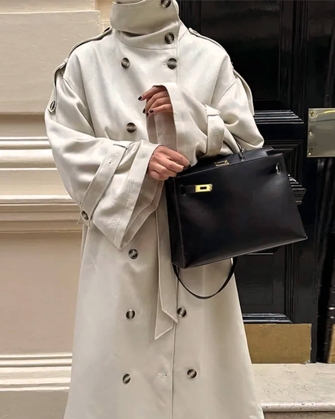 Sarah High Neck Belted Trench Coat