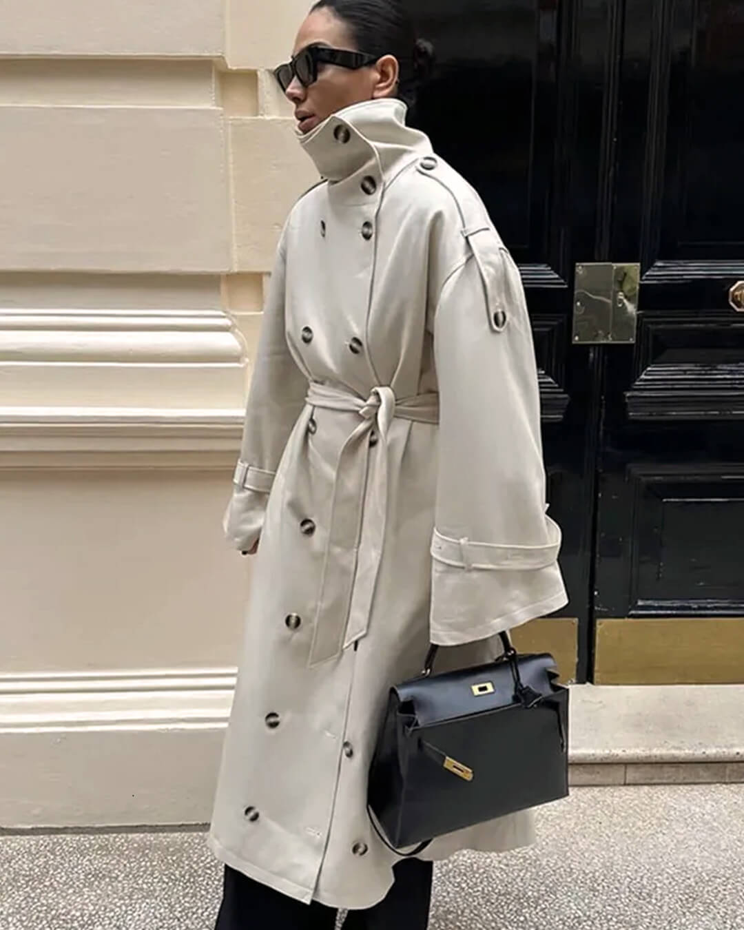 Sarah High Neck Belted Trench Coat