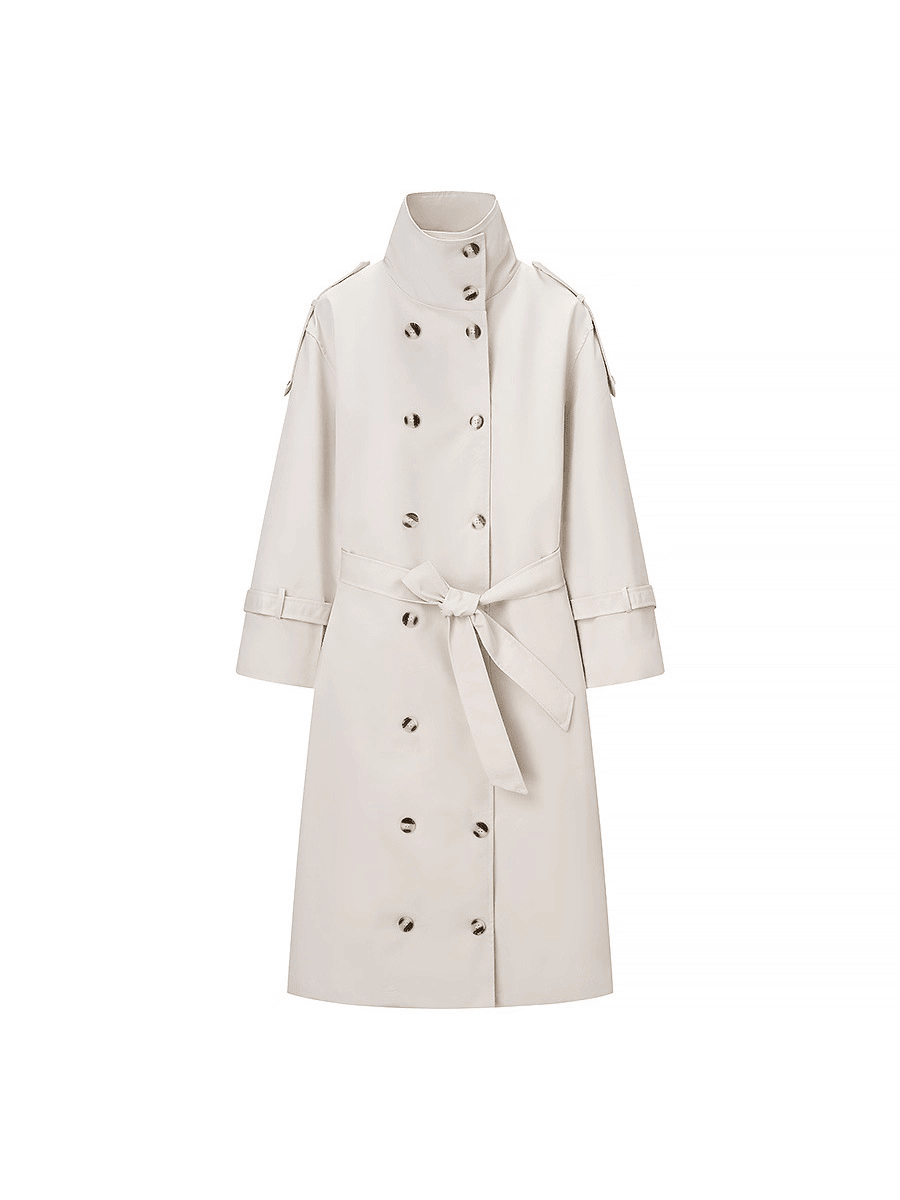 Sarah High Neck Belted Trench Coat