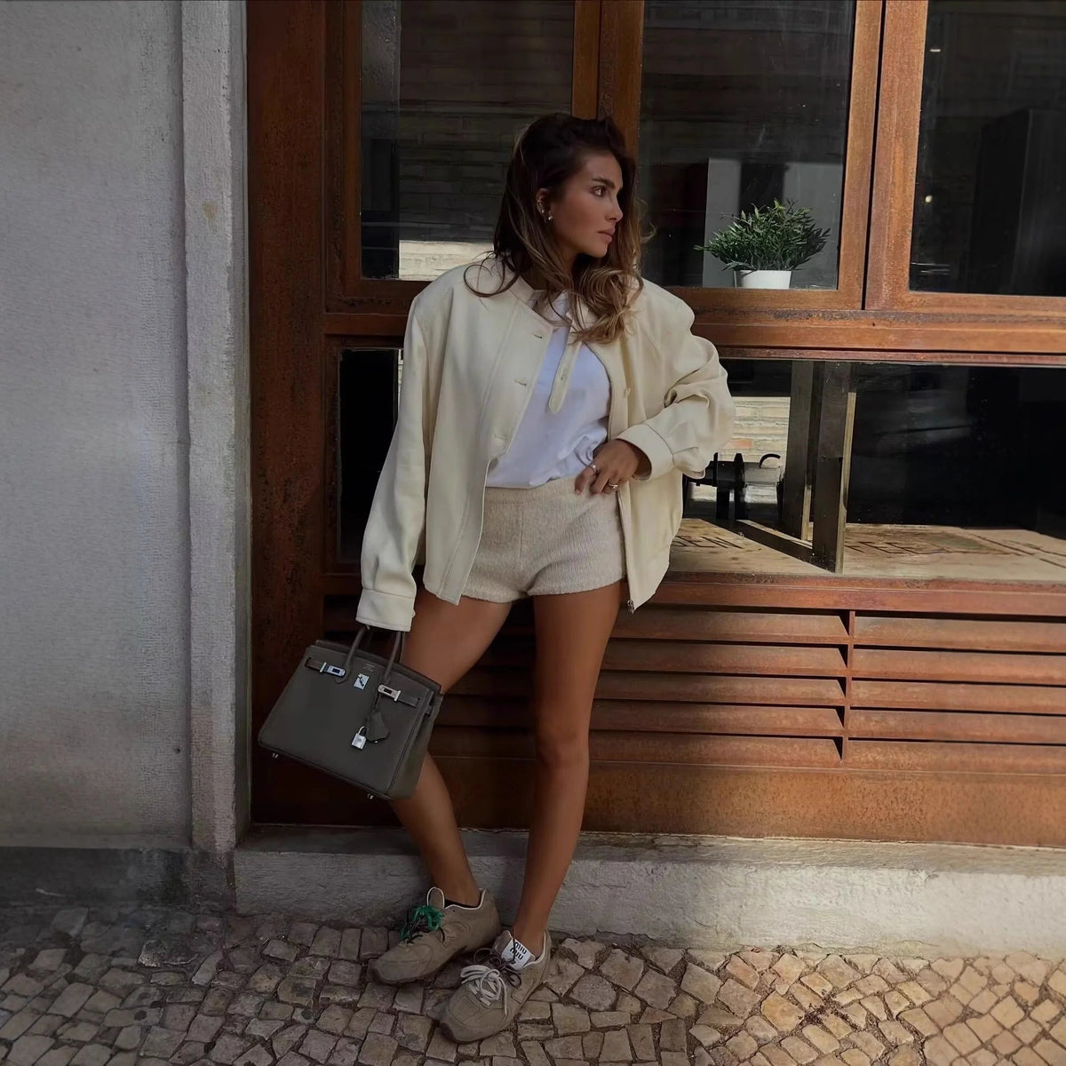 Hannah Stand Collar Jacket with Button Details