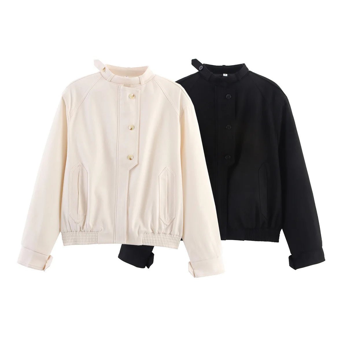 Hannah Stand Collar Jacket with Button Details