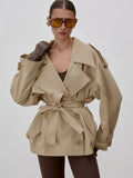 Octavia Lace-Up Stand Collar Trenchcoat