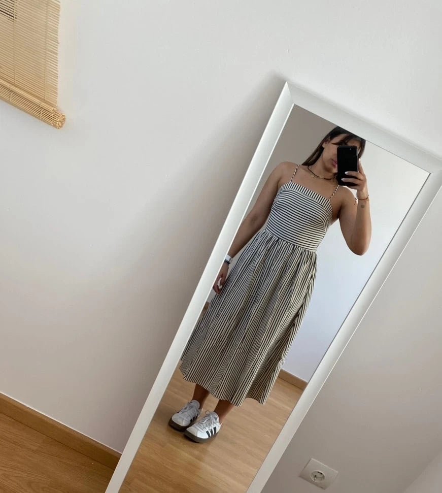 Airlin Striped Ruched Cami Maxi Dress