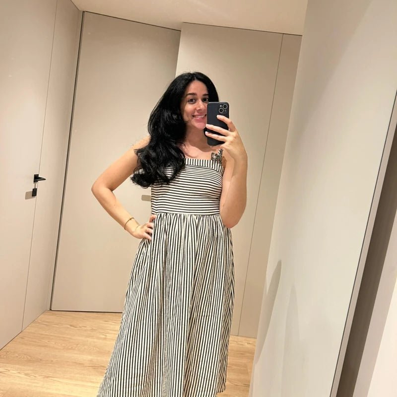 Airlin Striped Ruched Cami Maxi Dress